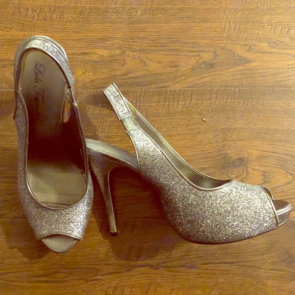 Silver sling back heels